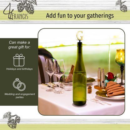 Reusable Wine Cork Bottle Wine Stopper Top Closer Seal, Brass “G”