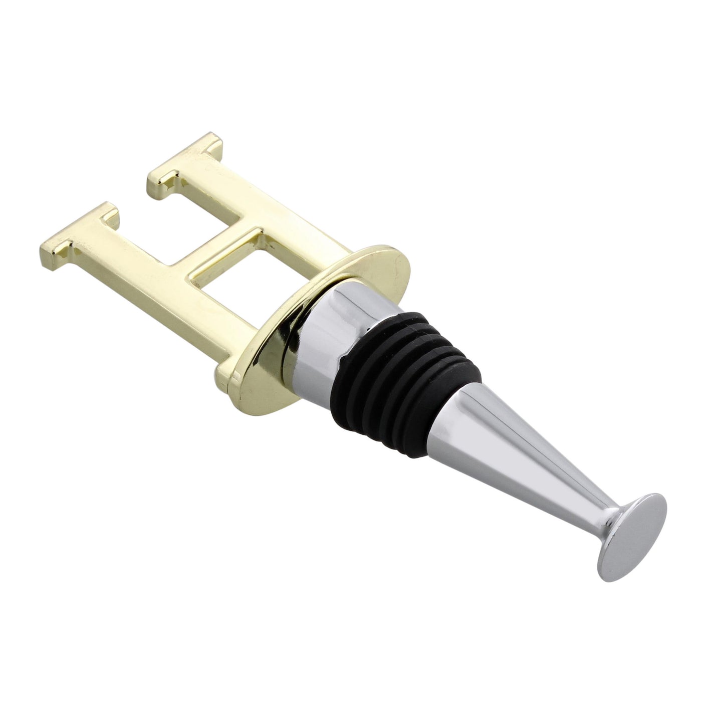 Reusable Wine Cork Bottle Wine Stopper Top Closer Seal, Brass “H”