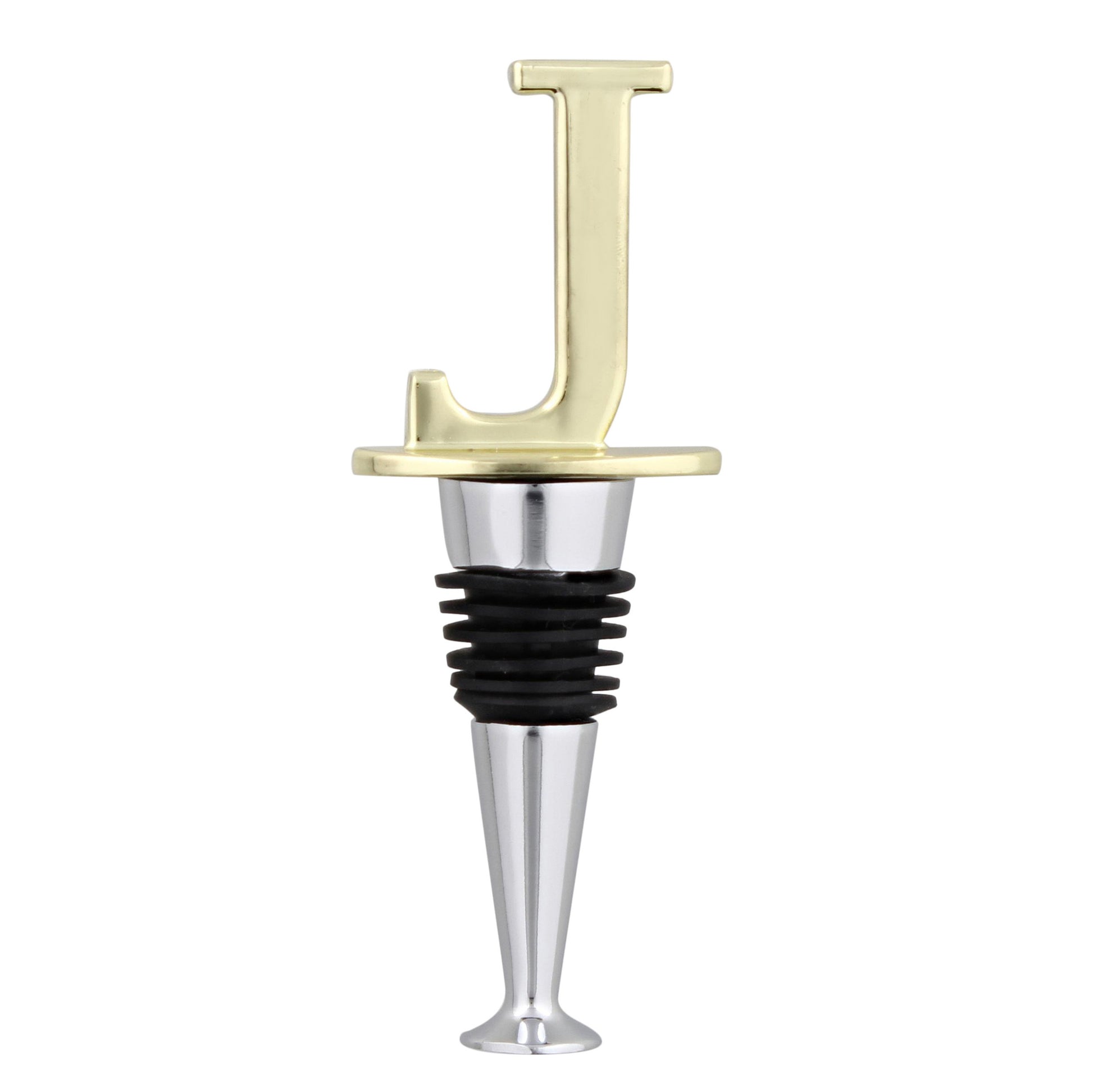 Reusable Wine Cork Bottle Wine Stopper Top Closer Seal, Brass “J”