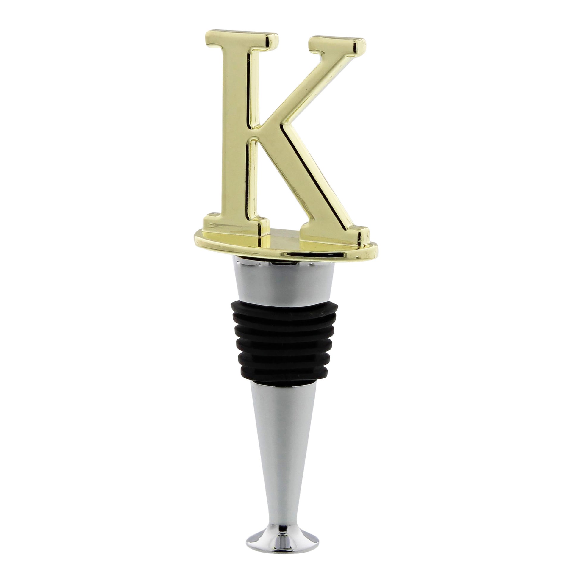Reusable Wine Cork Bottle Wine Stopper Top Closer Seal, Brass “K”