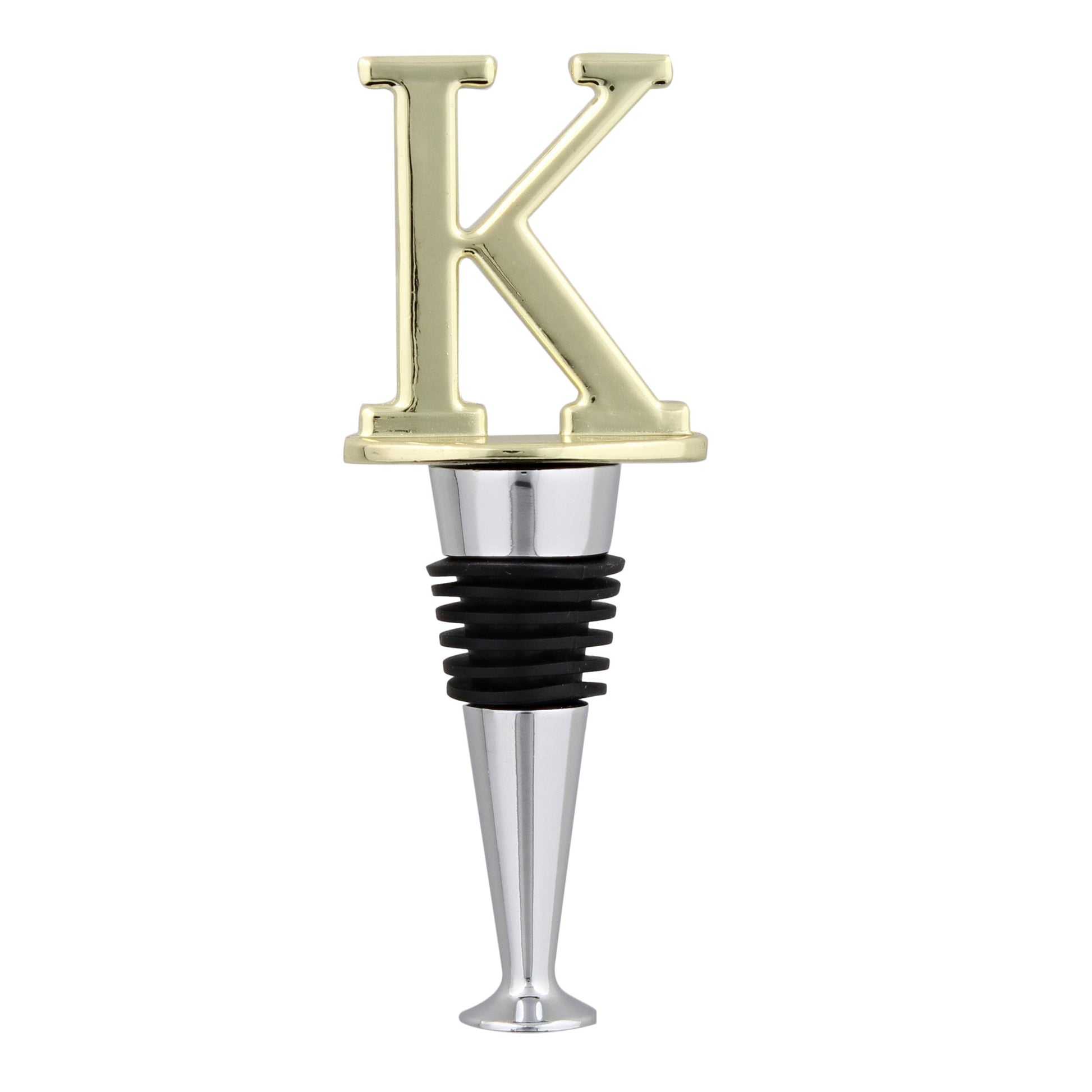 Reusable Wine Cork Bottle Wine Stopper Top Closer Seal, Brass “K”