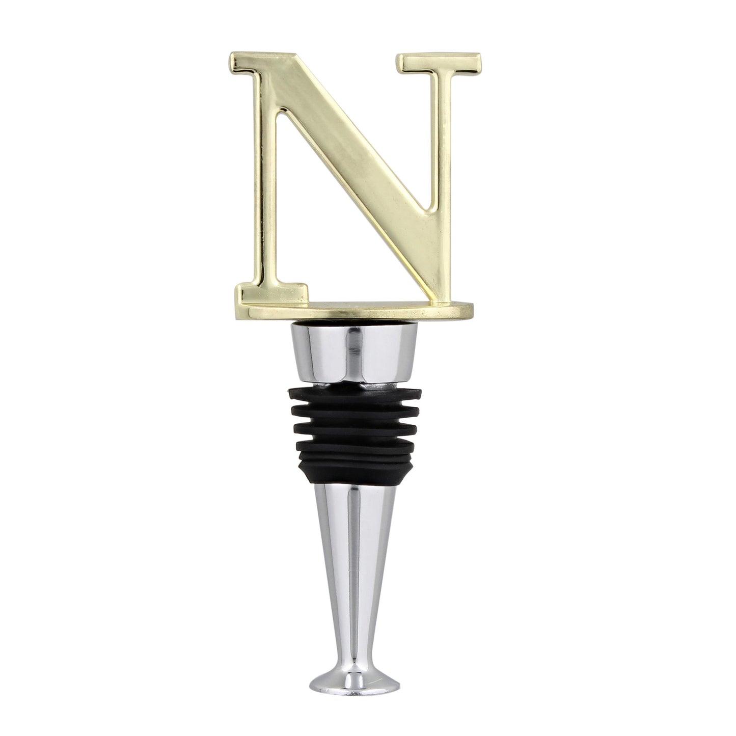 Reusable Wine Cork Bottle Wine Stopper Top Closer Seal, Brass “N”
