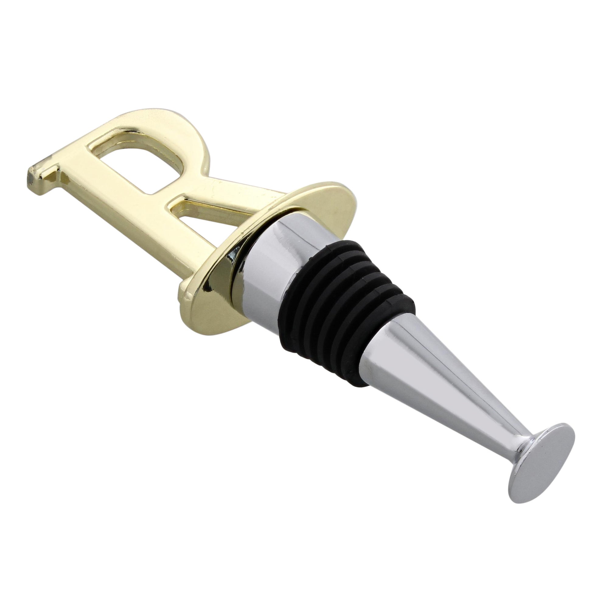 Reusable Wine Cork Bottle Wine Stopper Top Closer Seal, Brass “R”