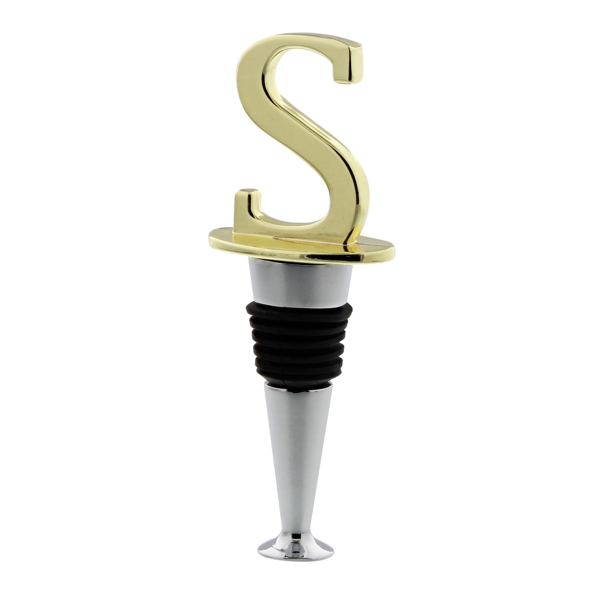 Reusable Wine Cork Bottle Wine Stopper Top Closer Seal, Brass “S”