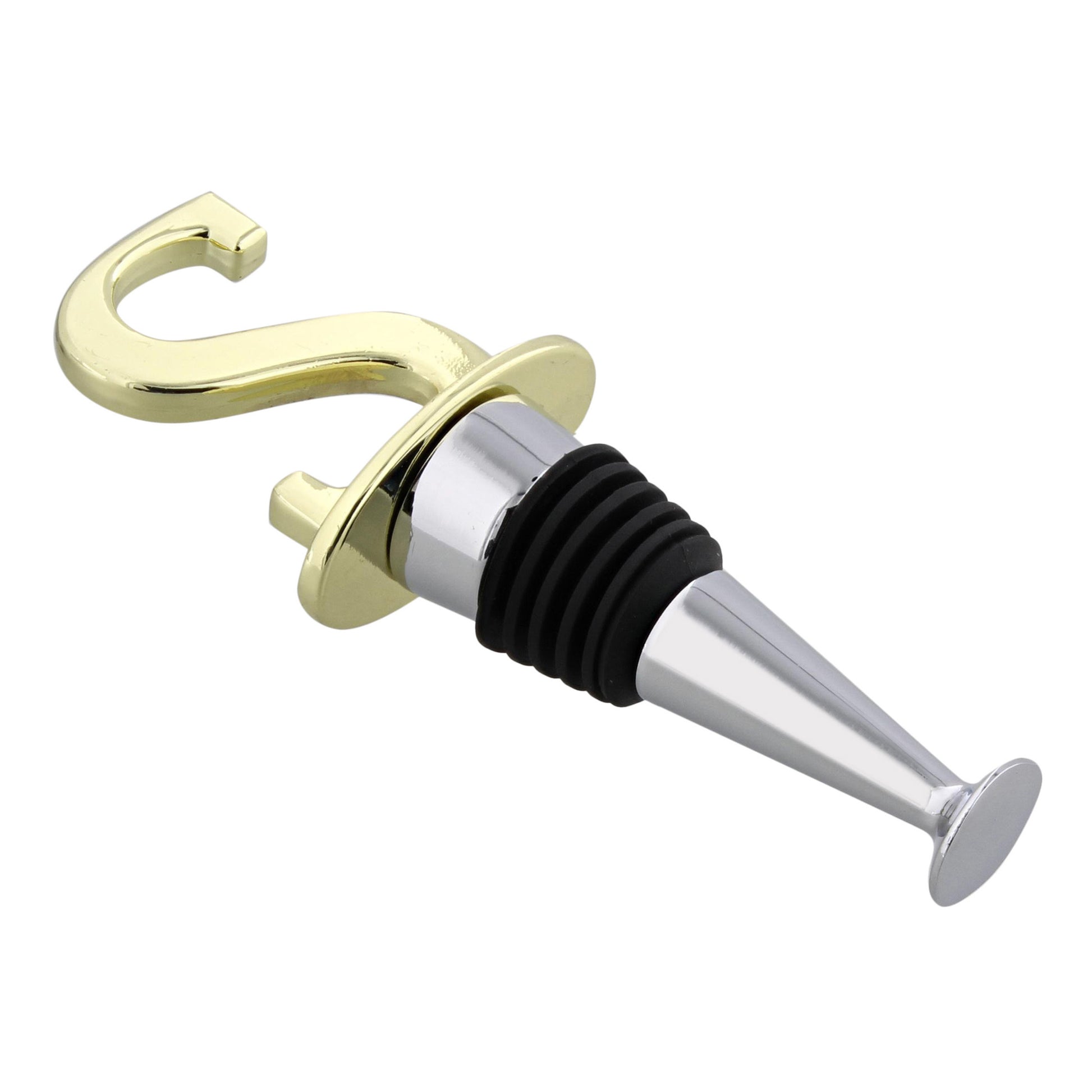 Reusable Wine Cork Bottle Wine Stopper Top Closer Seal, Brass “S”