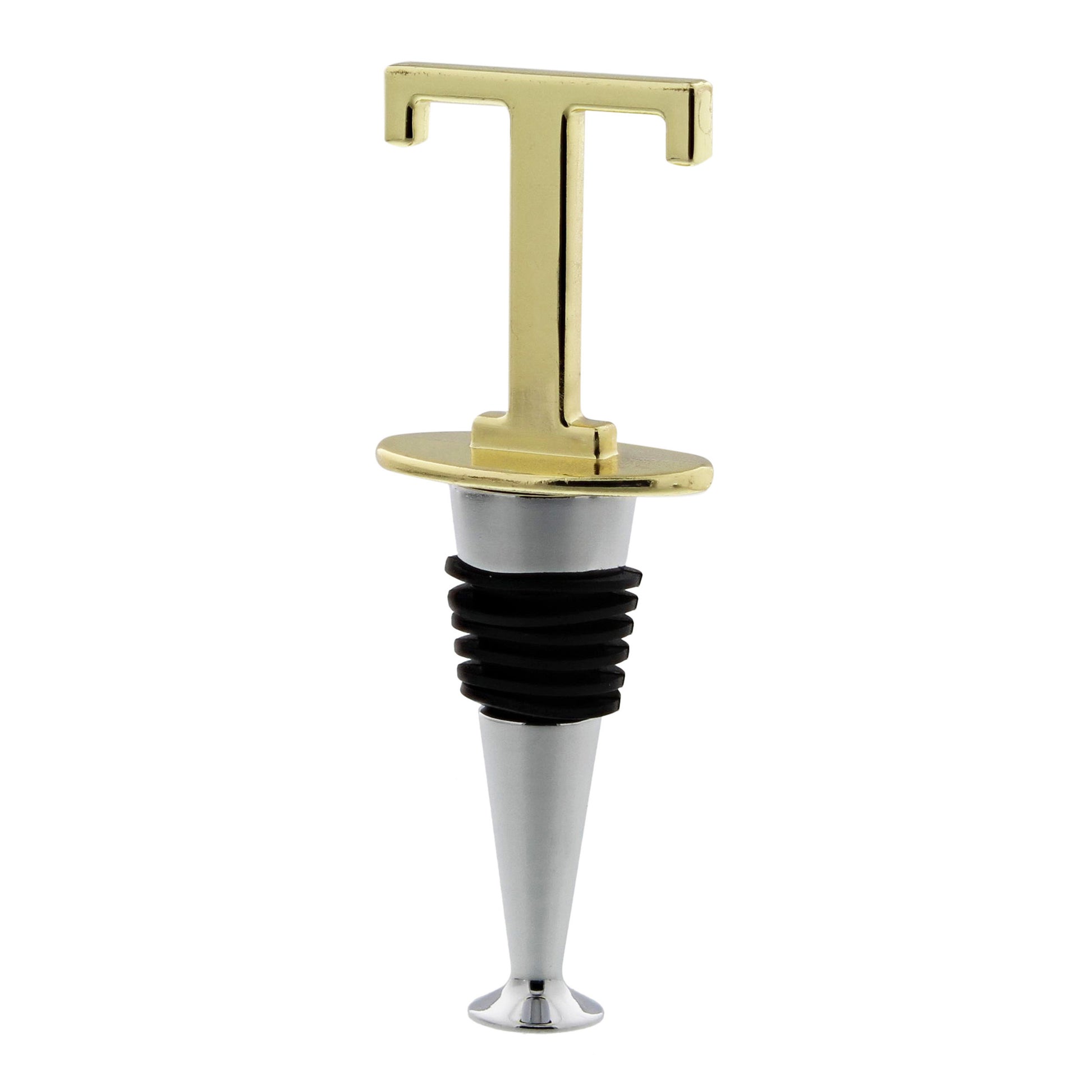 Reusable Wine Cork Bottle Wine Stopper Top Closer Seal, Brass “T”