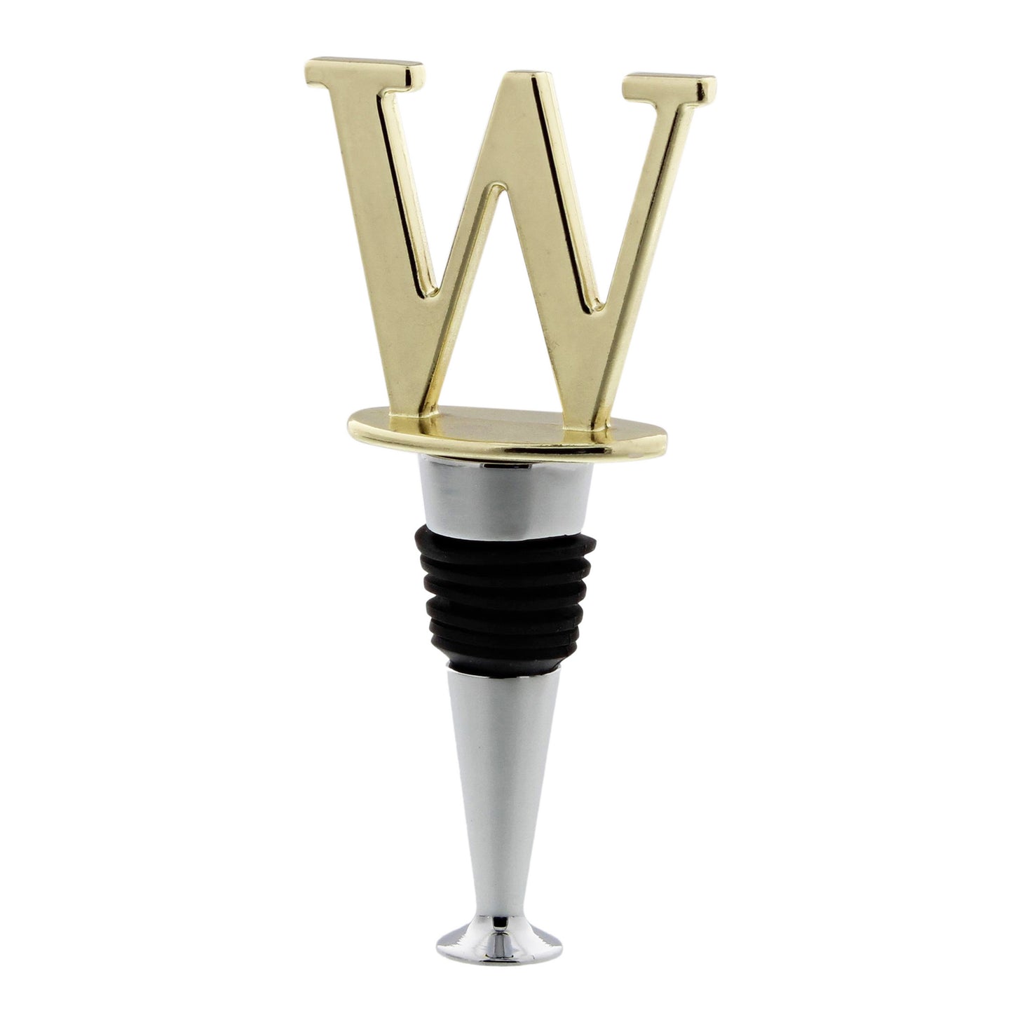 Reusable Wine Cork Bottle Wine Stopper Top Closer Seal, Brass “W”
