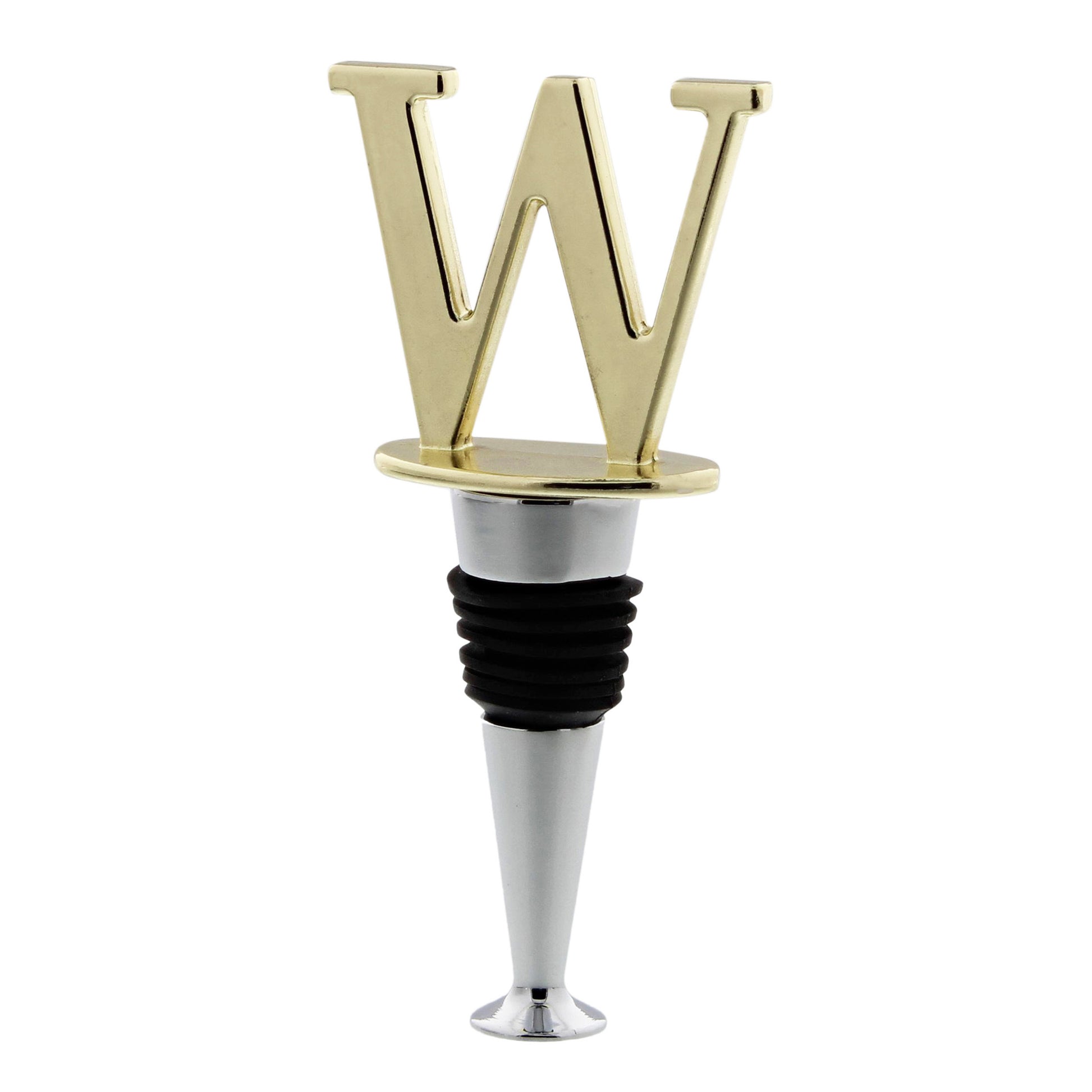 Reusable Wine Cork Bottle Wine Stopper Top Closer Seal, Brass “W”