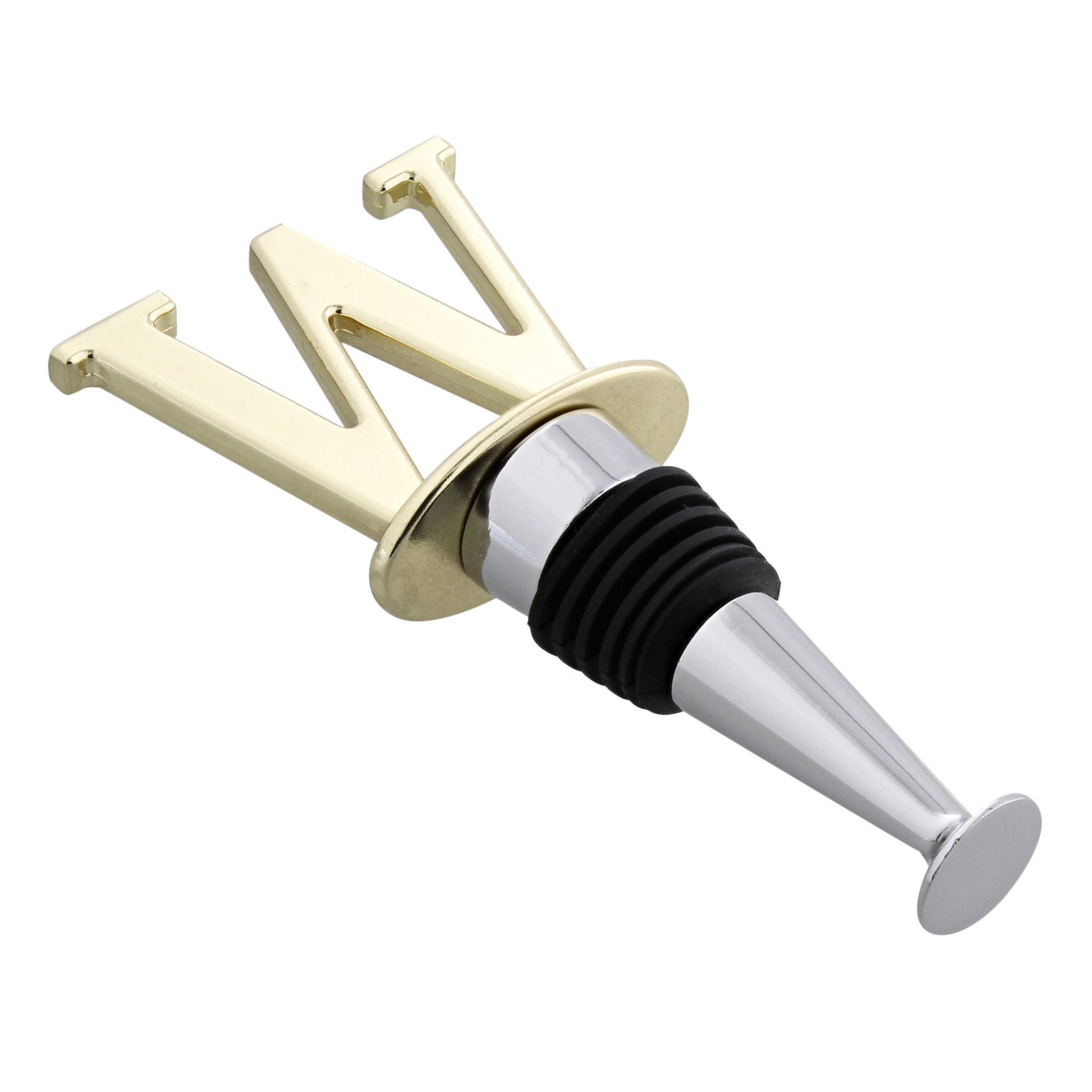 Reusable Wine Cork Bottle Wine Stopper Top Closer Seal, Brass “W”