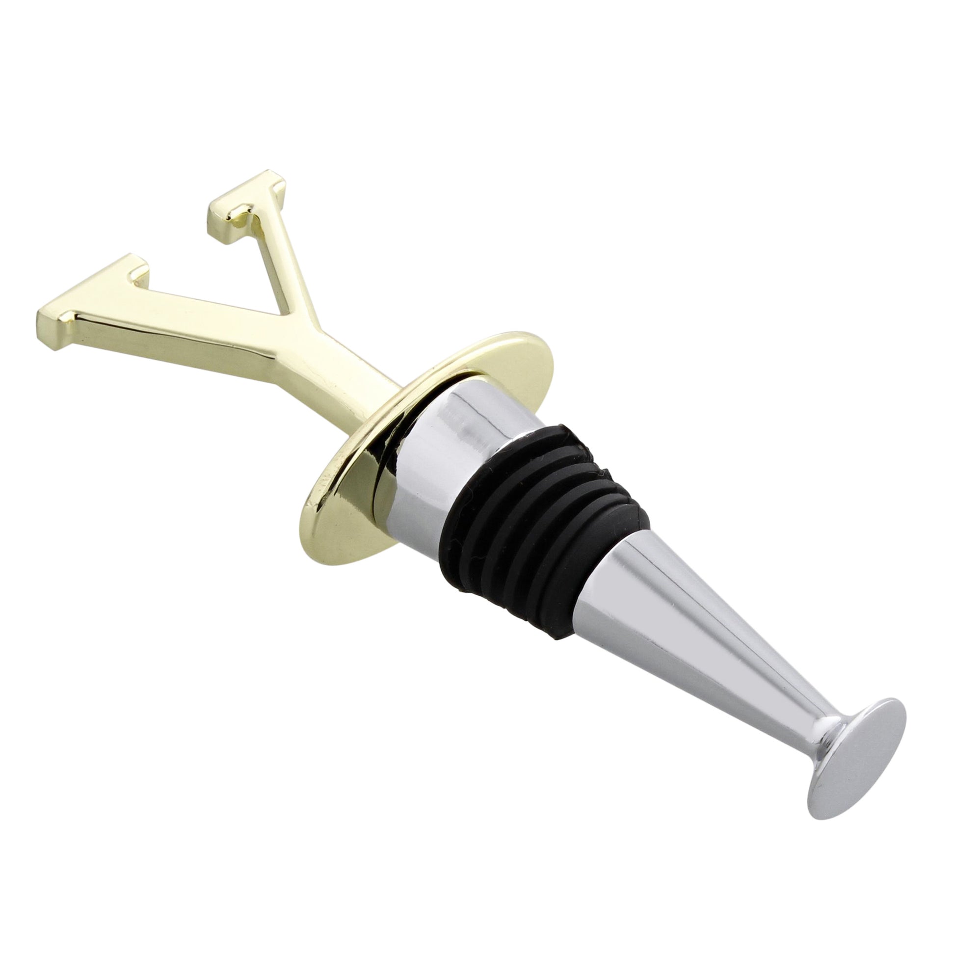 Reusable Wine Cork Bottle Wine Stopper Top Closer Seal, Brass “Y”