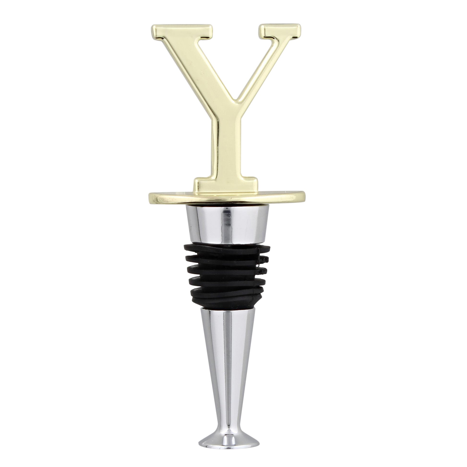 Reusable Wine Cork Bottle Wine Stopper Top Closer Seal, Brass “Y”