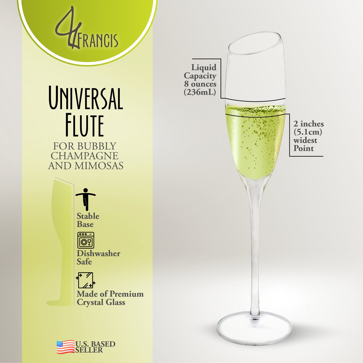 Champagne Flutes Set - 4pk Tall Slanted Edge Champagne Flute Glasses