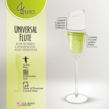 Champagne Flutes Set - 4pk Tall Slanted Edge Champagne Flute Glasses