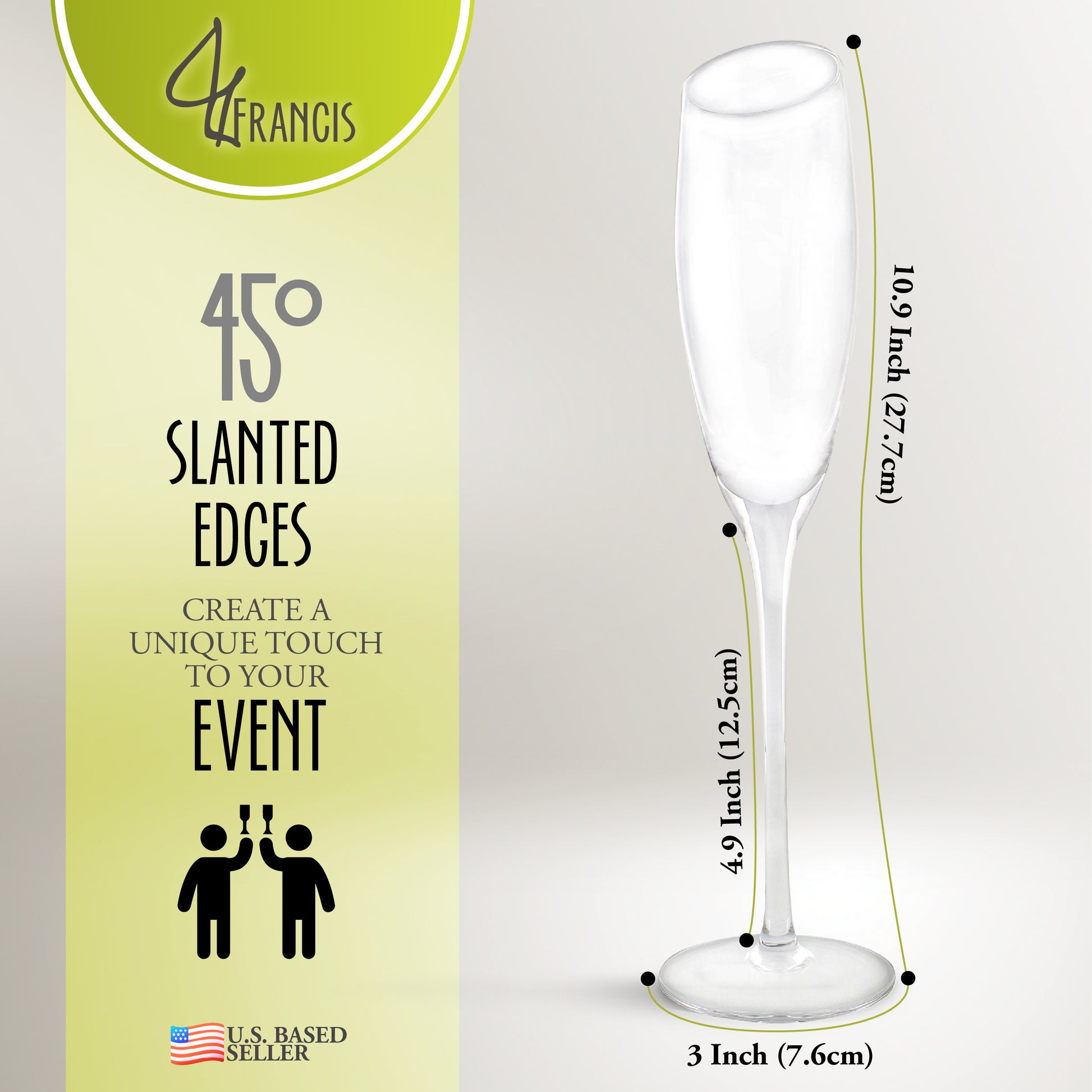 Champagne Flutes Set - 4pk Tall Slanted Edge Champagne Flute Glasses