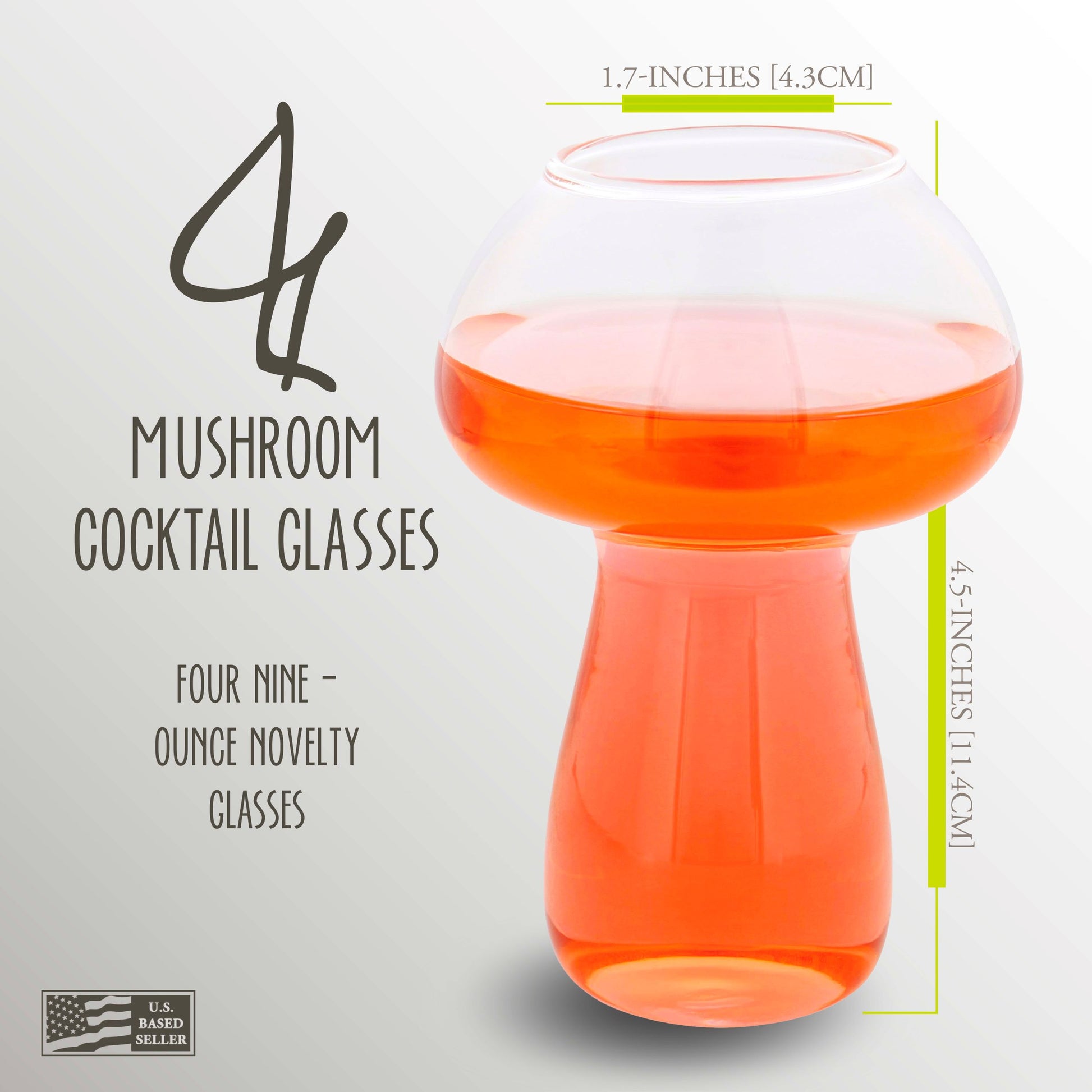 Mushroom Cocktail Glasses 4pk - 9oz Novelty Mushroom Shaped Glass Set