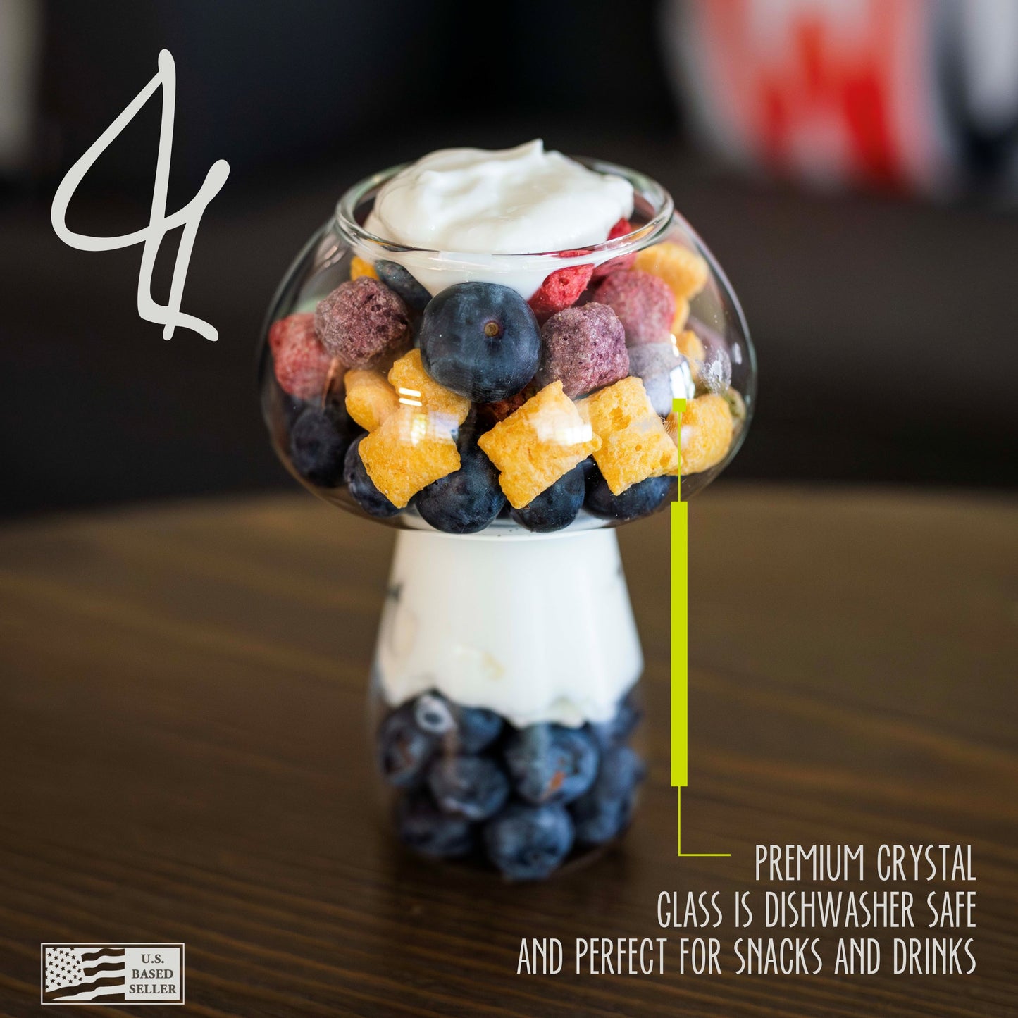 Mushroom Cocktail Glasses 4pk - 9oz Novelty Mushroom Shaped Glass Set