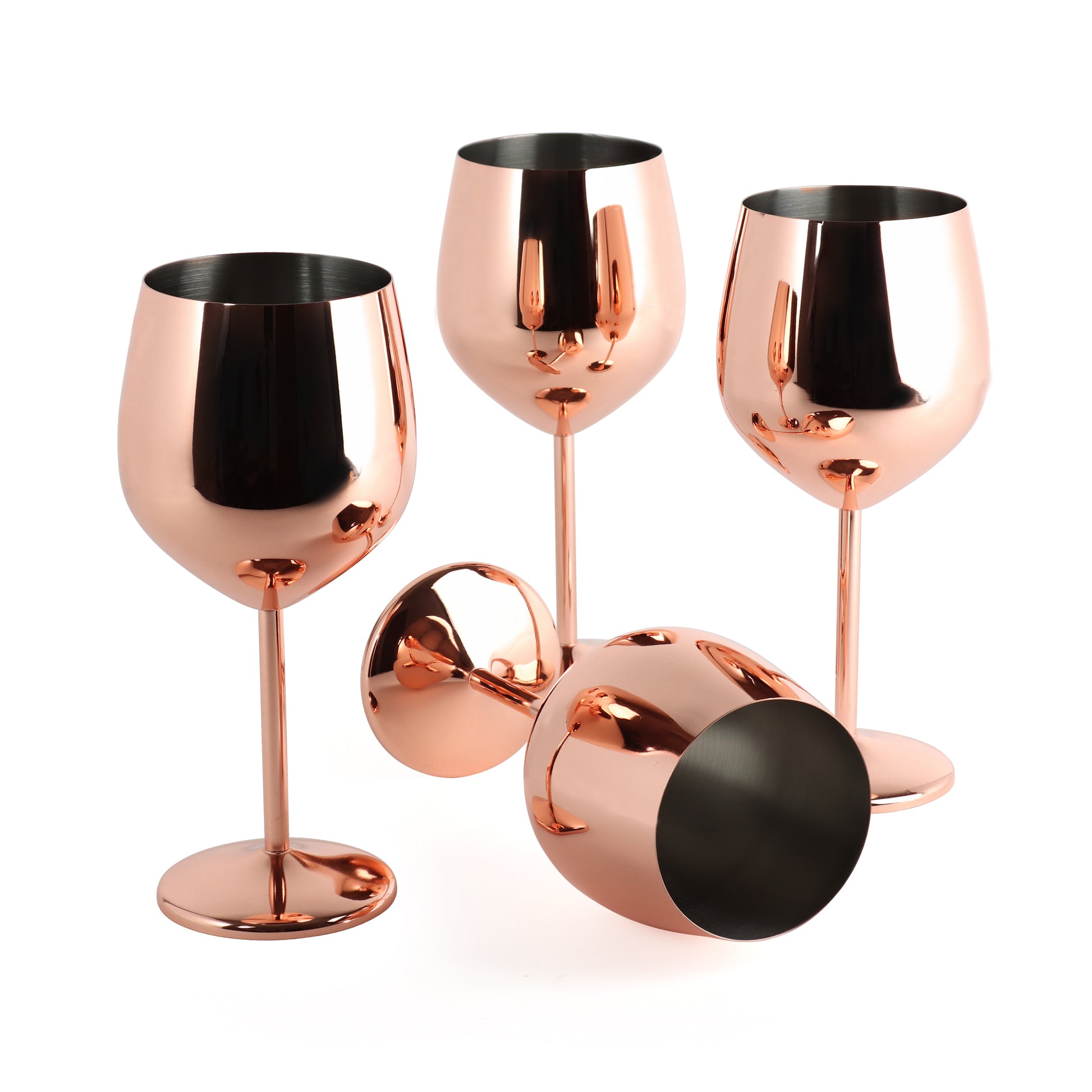 Stainless Steel Wine Glasses 4pk - 18oz Rose Gold Unbreakable Cups