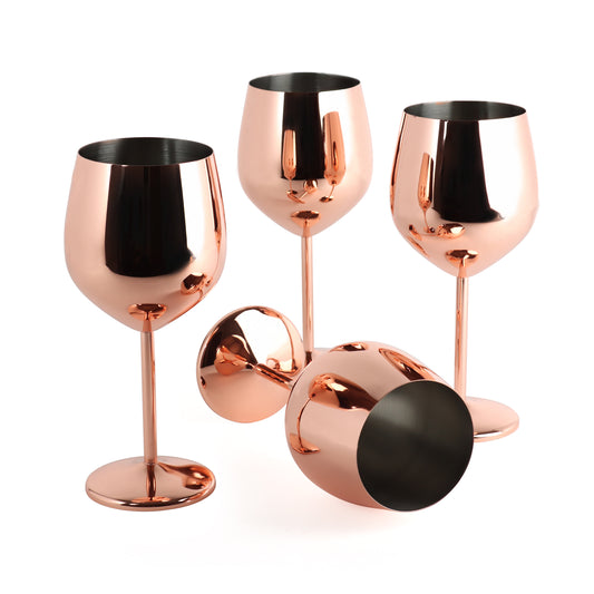 Stainless Steel Wine Glasses 4pk - 18oz Rose Gold Unbreakable Cups