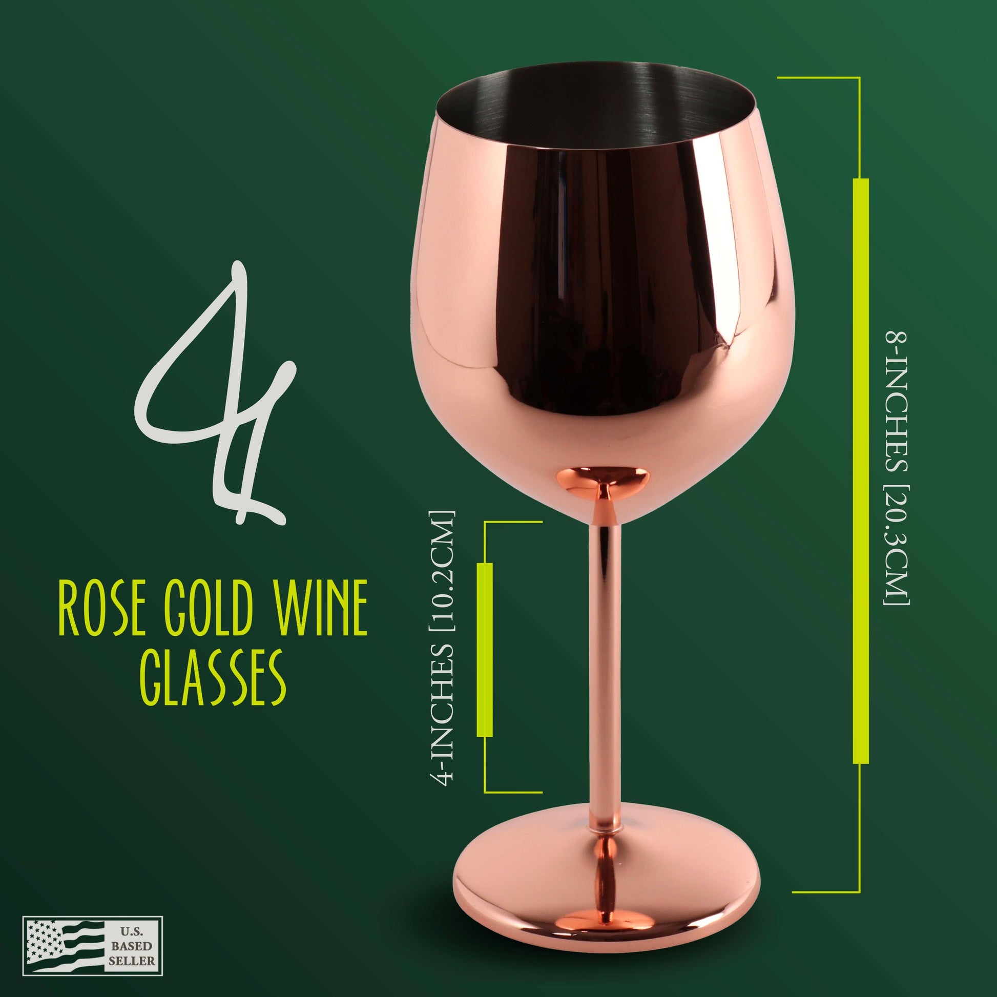 Stainless Steel Wine Glasses 4pk - 18oz Rose Gold Unbreakable Cups