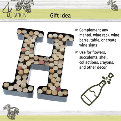 H-Shaped Letter Wine Cork Holder Decor Metal Container for Wine Corks