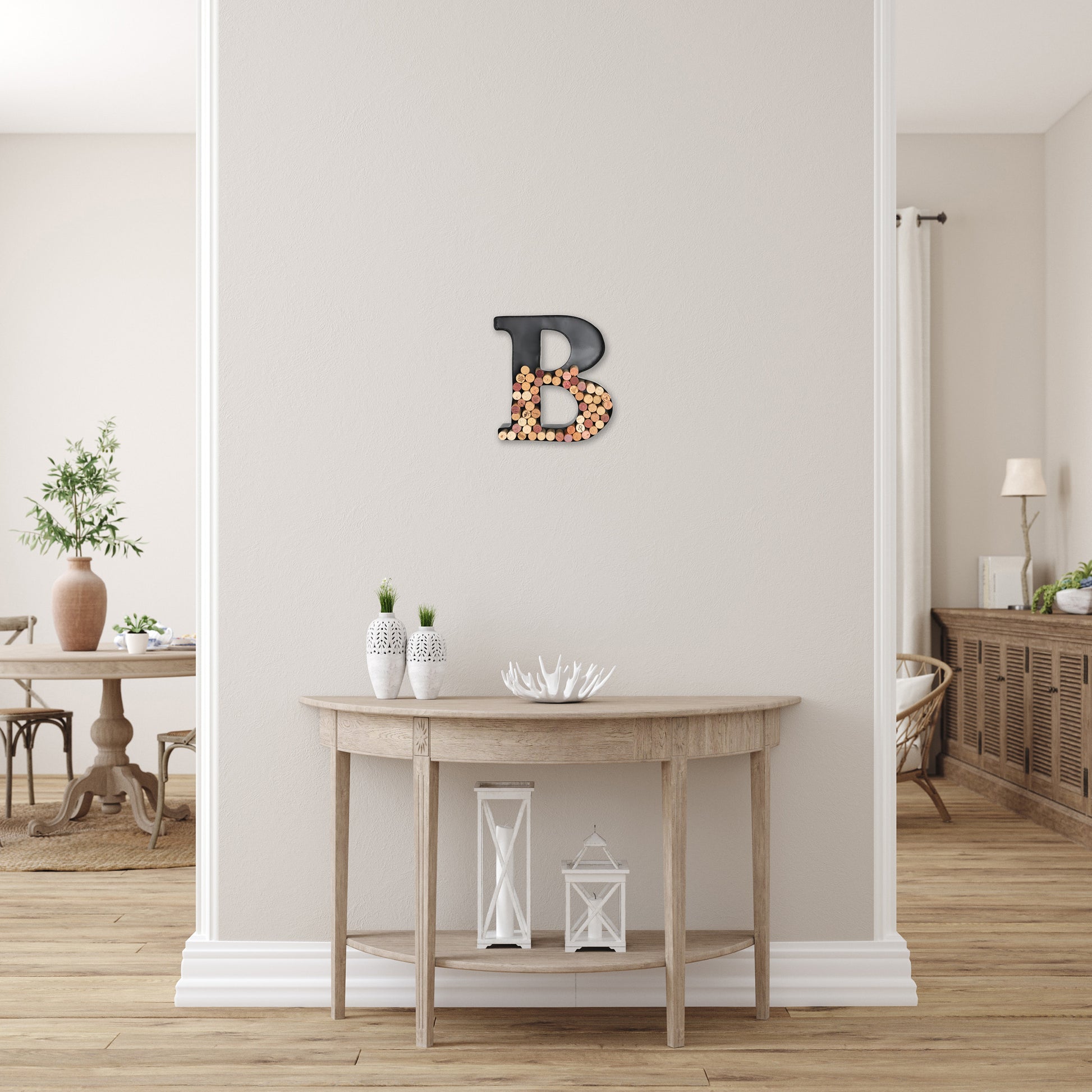 B-Shaped Letter Wine Cork Holder Decor Metal Container for Wine Corks