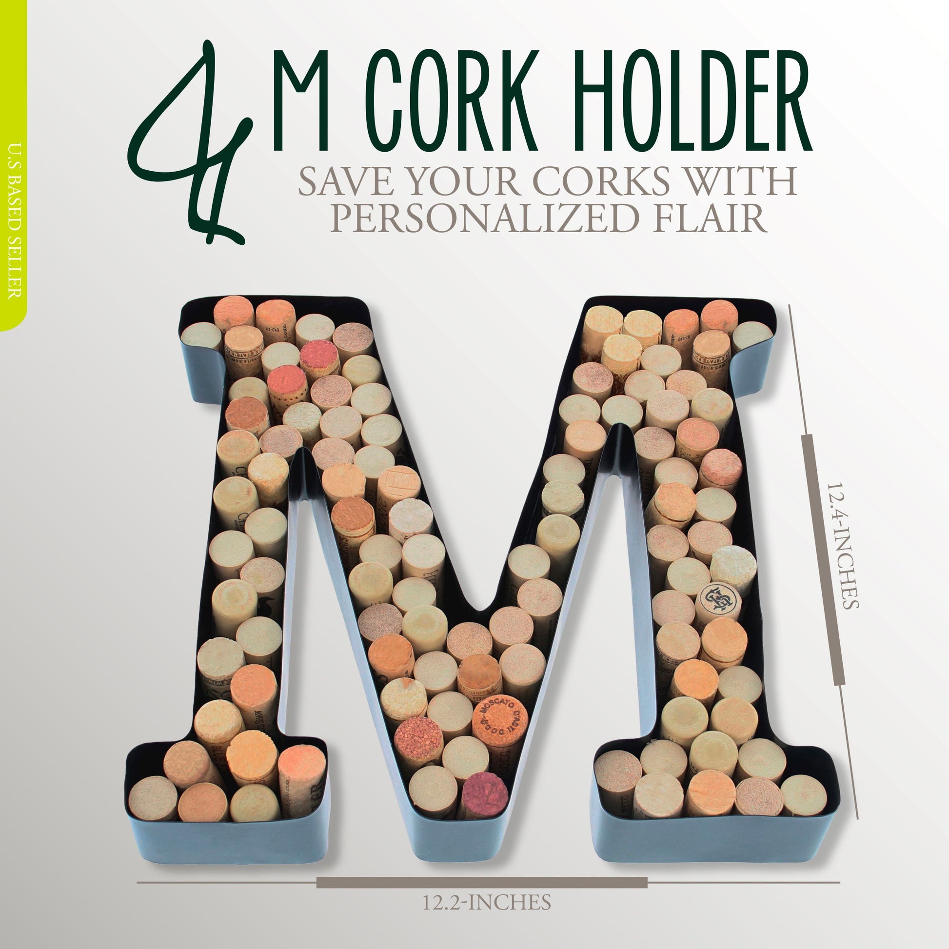 M-Shaped Letter Wine Cork Holder Decor Metal Container for Wine Corks