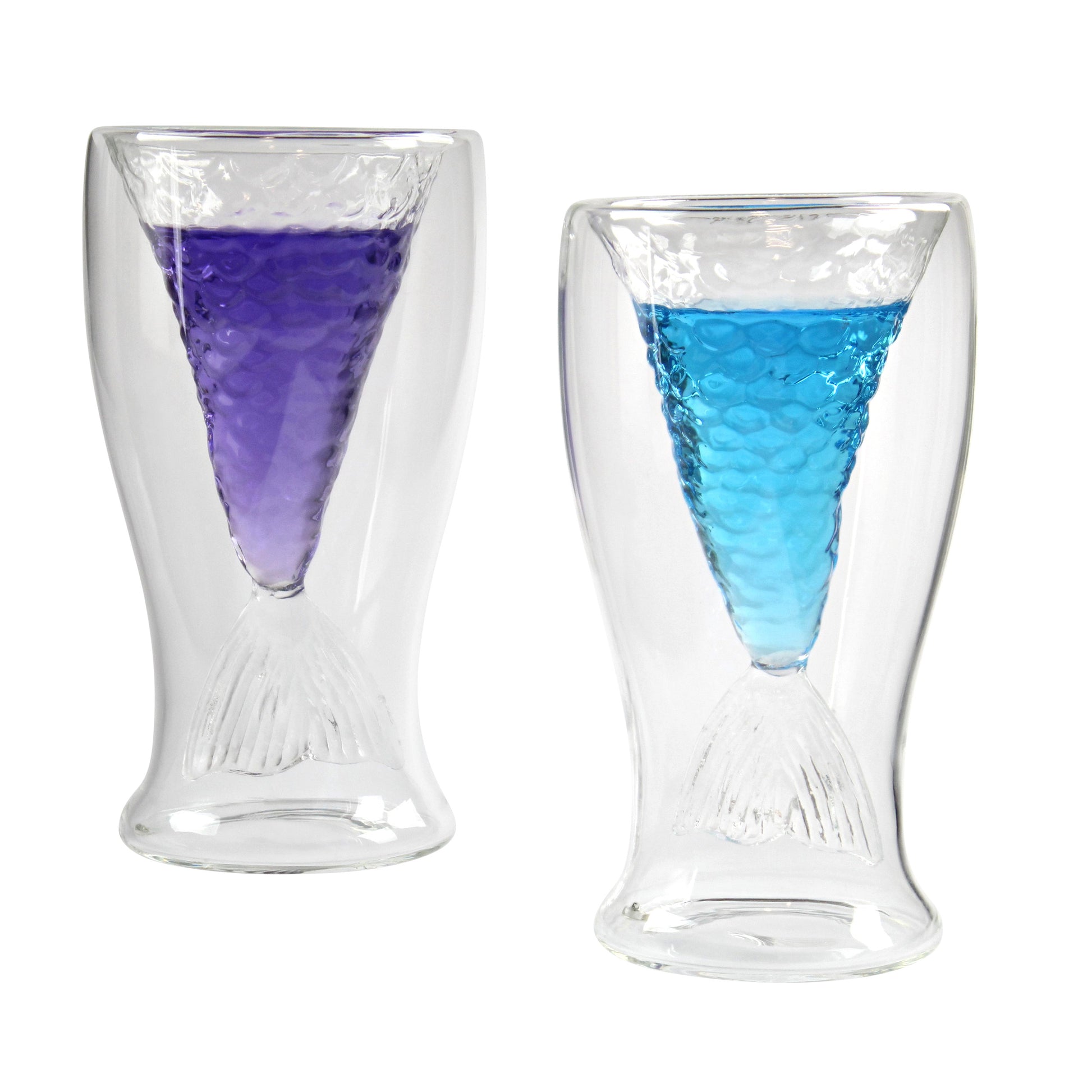 Mermaid Tail Drinking Glasses - 2pk 80mL Stemless Wine Glasses Set