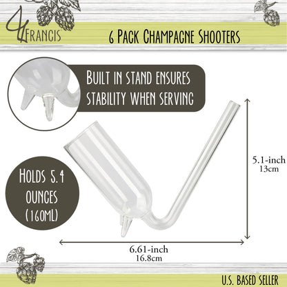 Champagne Shooters with Built In Stands - 6pk 5.7oz Champagne Bongs