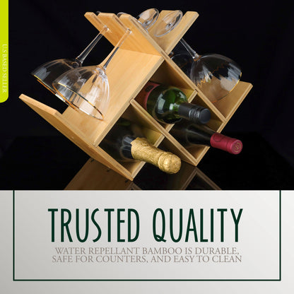 Wine Holders Stands for Counter with Glass Rack - 3 Bottle Wine Shelf