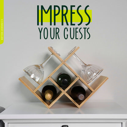 Wine Holders Stands for Counter with Glass Rack - 3 Bottle Wine Shelf