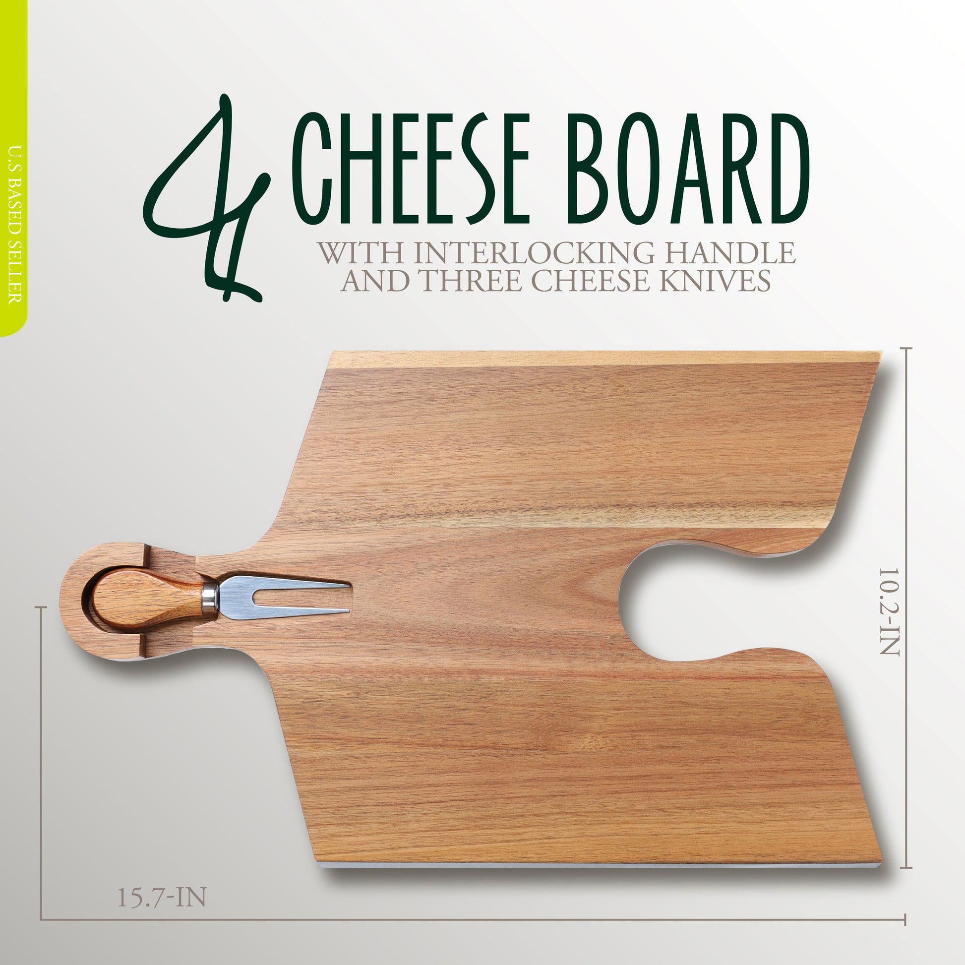 Acacia Wood Puzzle Cheese Board Set with Knives - Charcuterie Gift Set