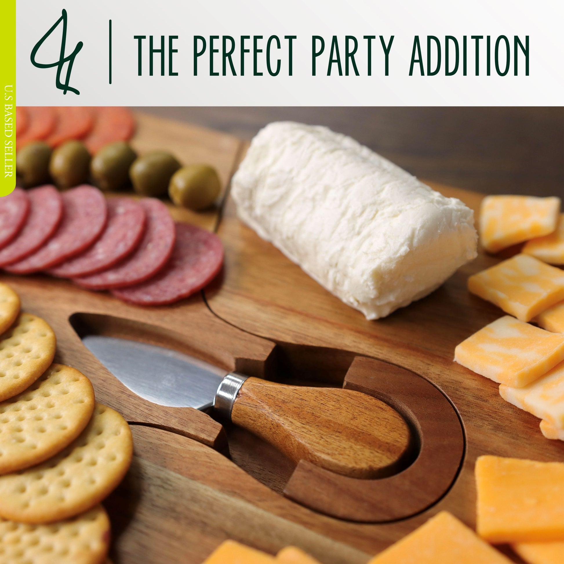 Acacia Wood Puzzle Cheese Board Set with Knives - Charcuterie Gift Set