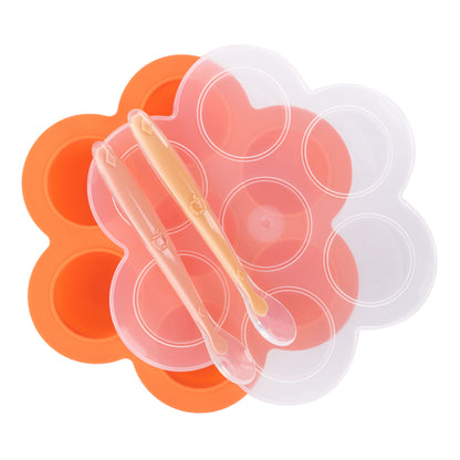 Orange Food Container Freezer Tray with Thin Lid and 2pk Spoons