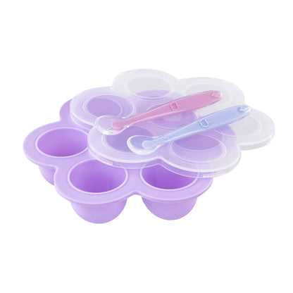Purple Food Container Freezer Tray with Thin Lid and 2pk Spoons