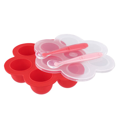 Red Food Container Freezer Tray with Thin Lid and 2pk Spoons