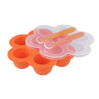 Orange Food Container Freezer Tray with Thick Lid and 2pk Spoons