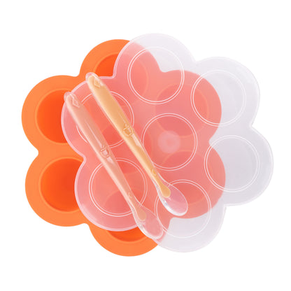 Orange Food Container Freezer Tray with Thick Lid and 2pk Spoons