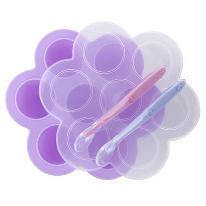 Purple Food Container Freezer Tray with Thick Lid and 2pk Spoons
