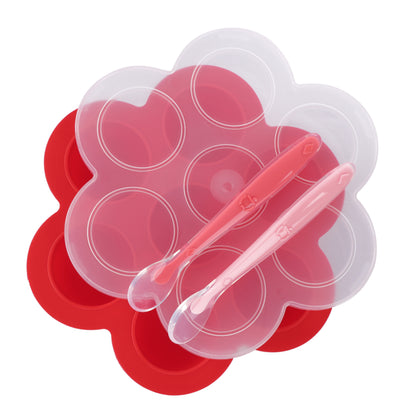 Red Food Container Freezer Tray with Thick Lid and 2pk Spoons