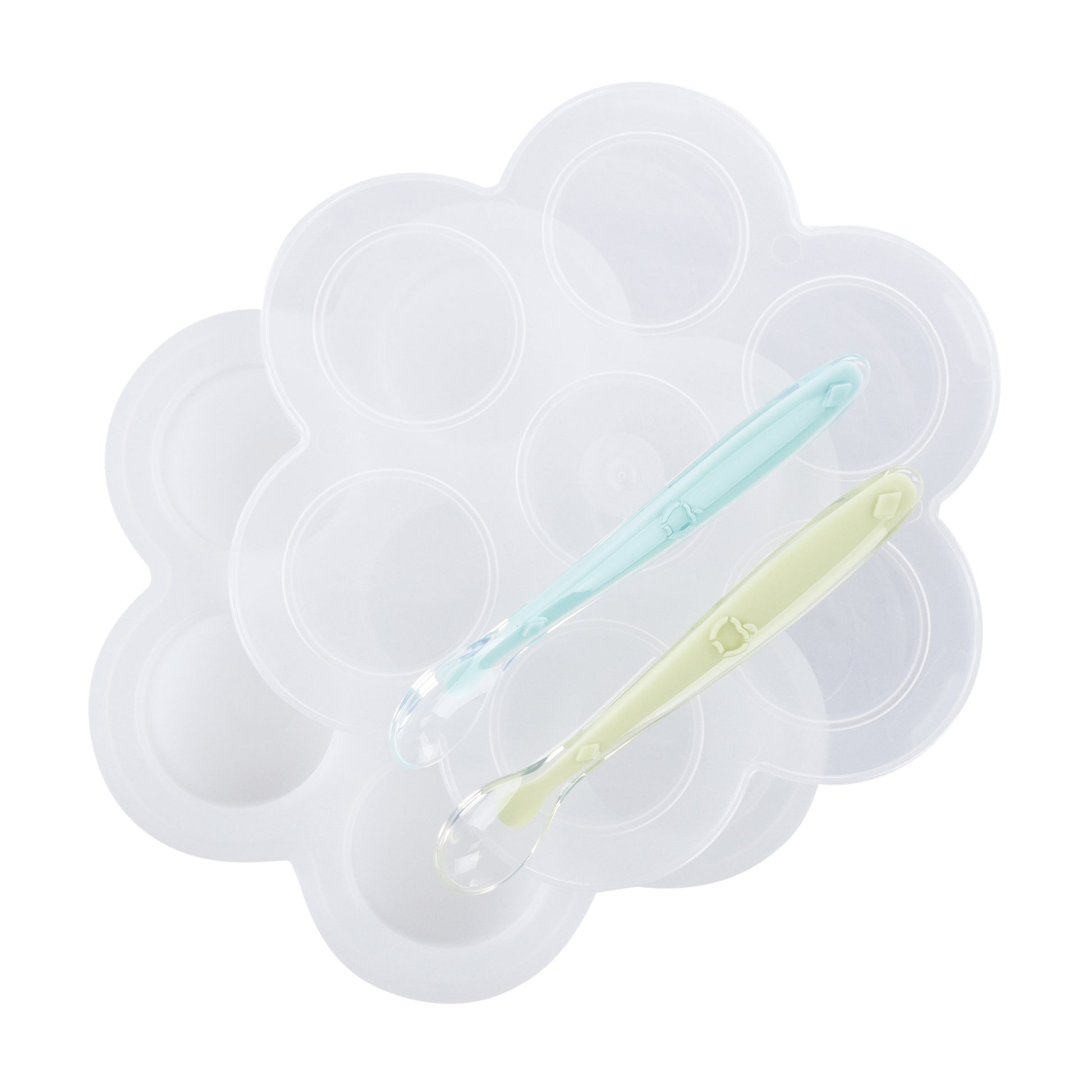 Clear Food Container Freezer Tray with Thick Lid and 2pk Spoons