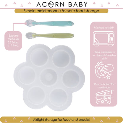 Clear Food Container Freezer Tray with Thick Lid and 2pk Spoons