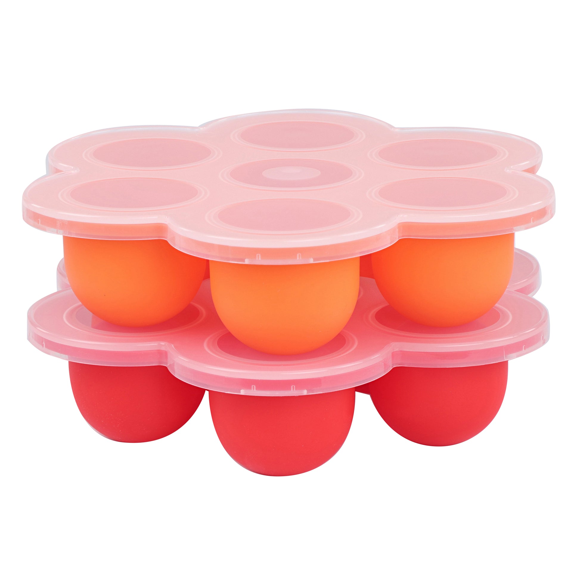 Food Container with Thin Lid - 2PK Orange and Red Meal Prep Container