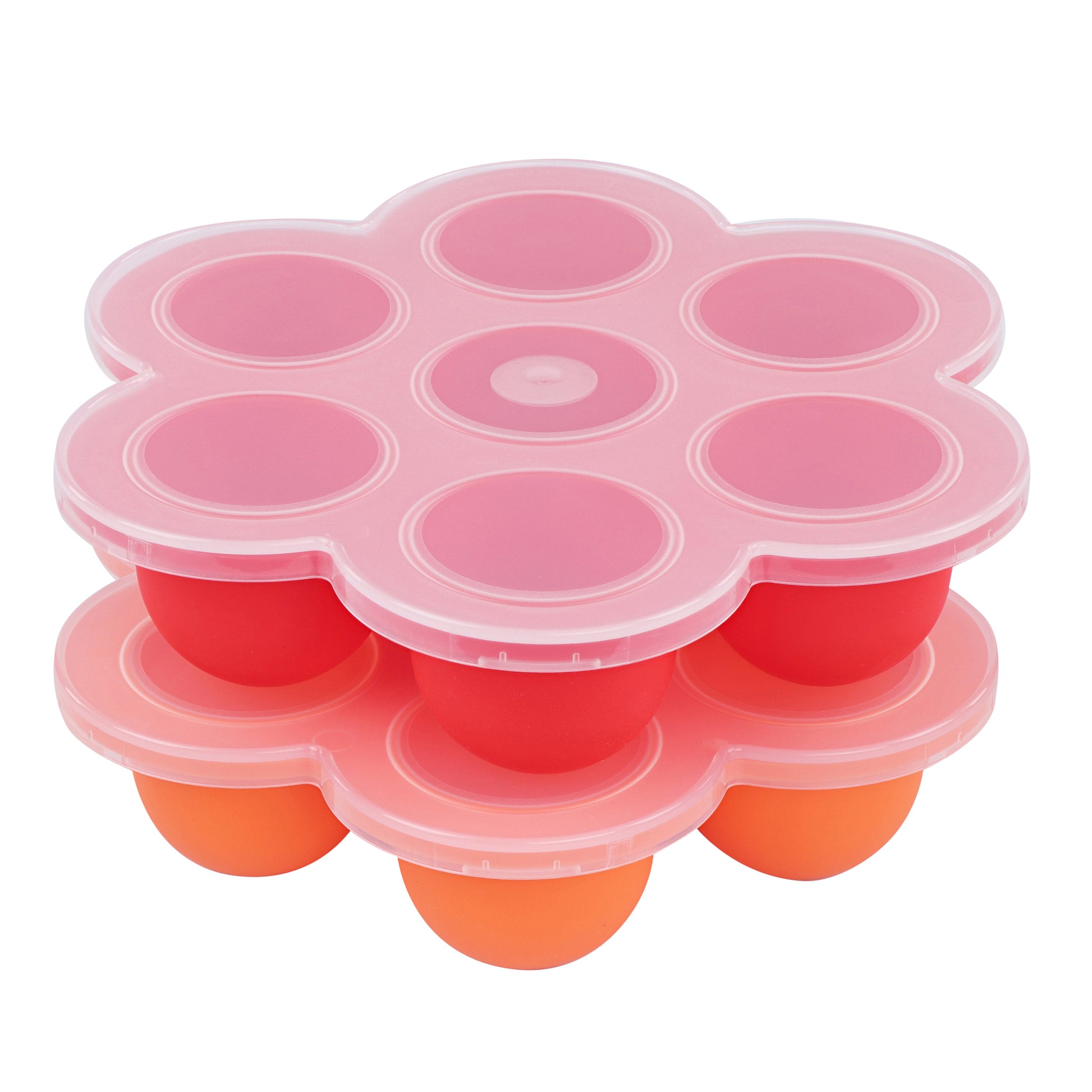 Food Container with Thin Lid - 2PK Orange and Red Meal Prep Container