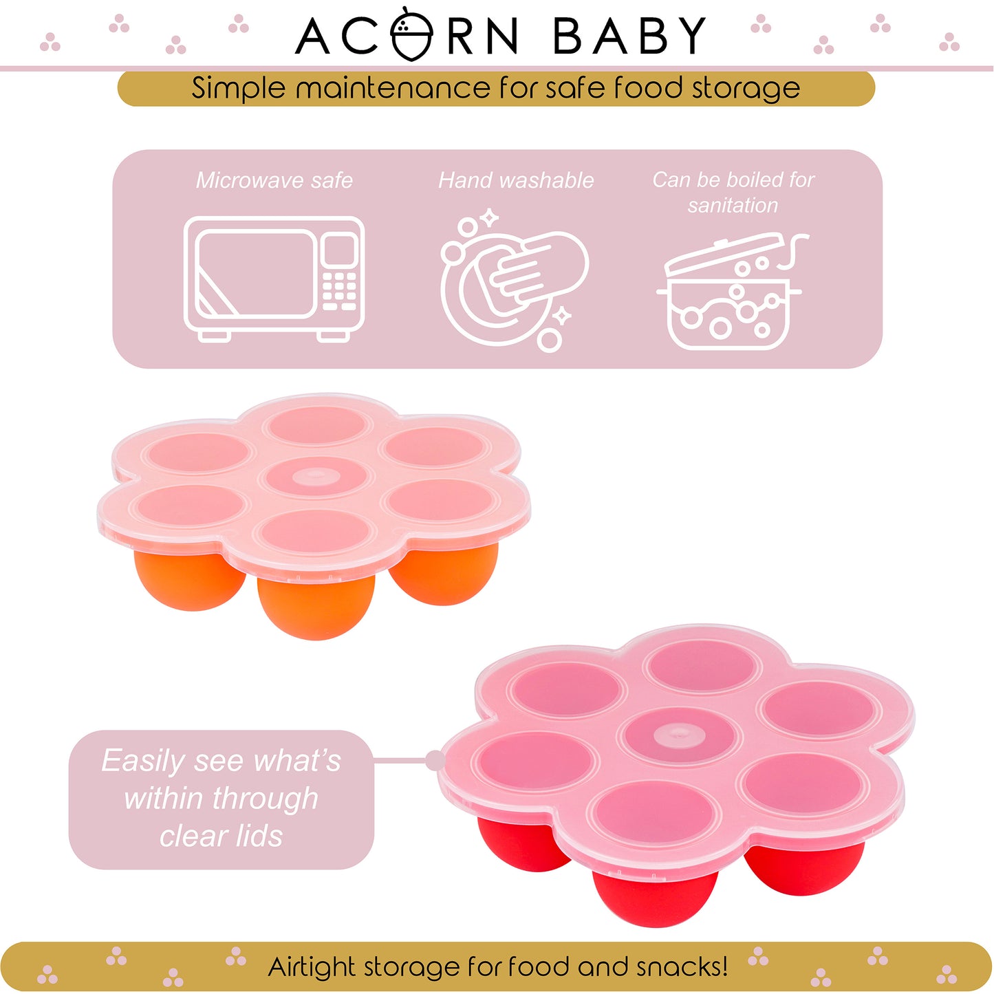 Food Container with Thin Lid - 2PK Orange and Red Meal Prep Container