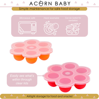Food Container with Thin Lid - 2PK Orange and Red Meal Prep Container