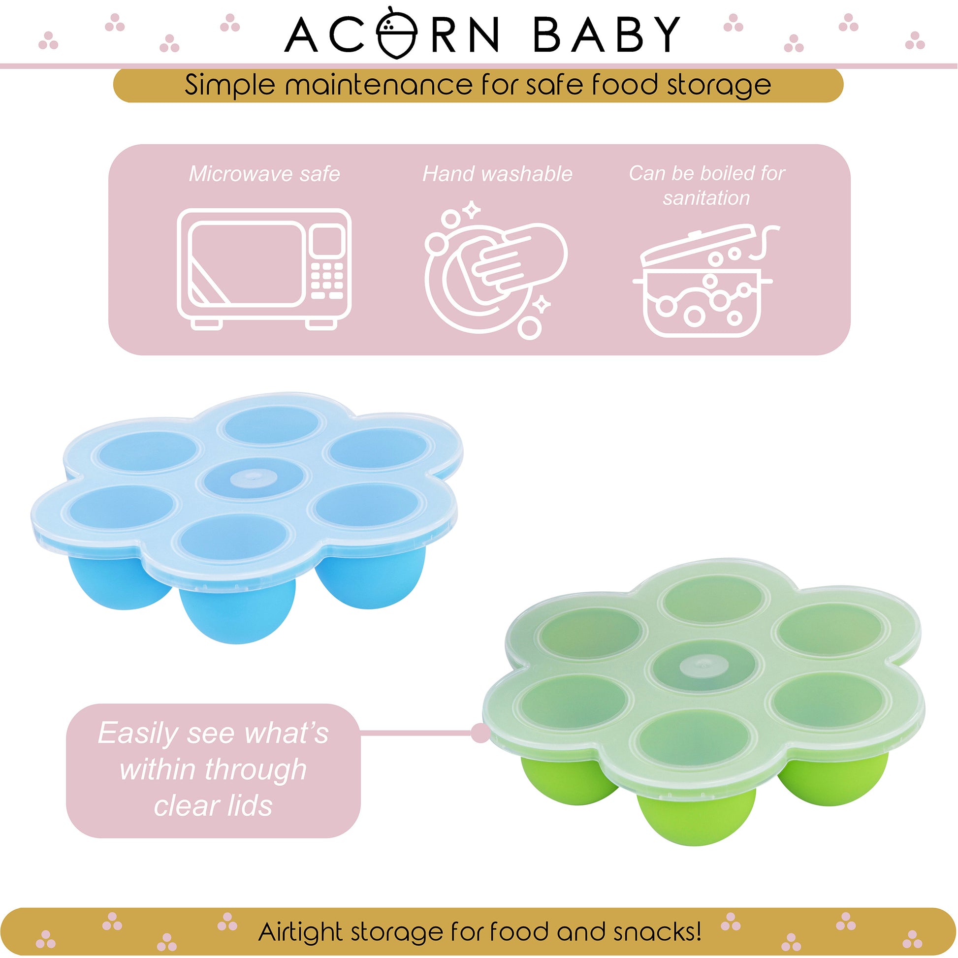 Food Container with Thin Lid - 2PK Blue and Green Meal Prep Container