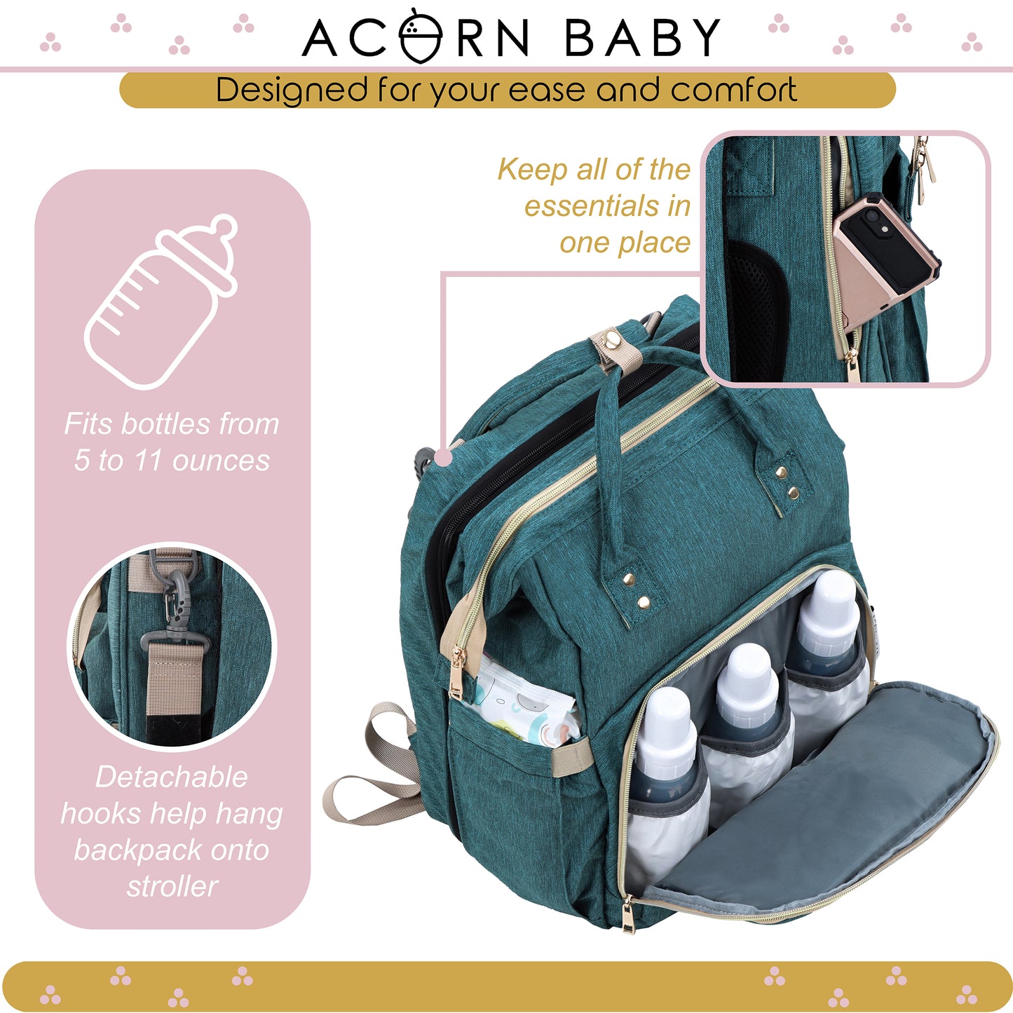 Expanding Diaper Bag with Bassinet - Diaper Backpack Crib Combo