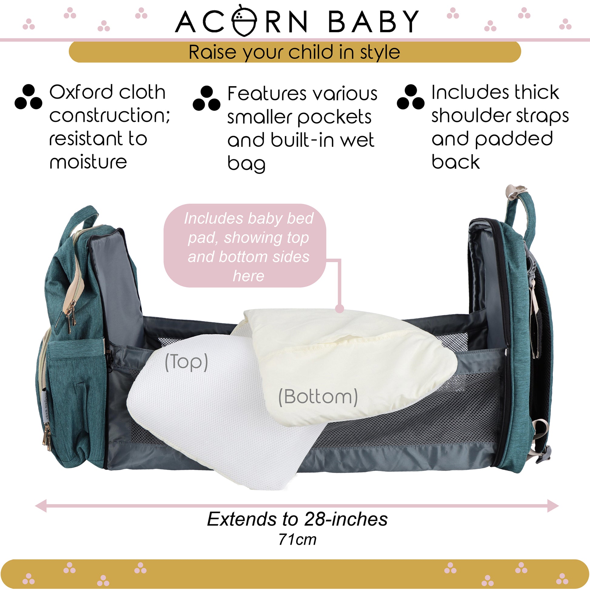 Expanding Diaper Bag with Bassinet - Diaper Backpack Crib Combo