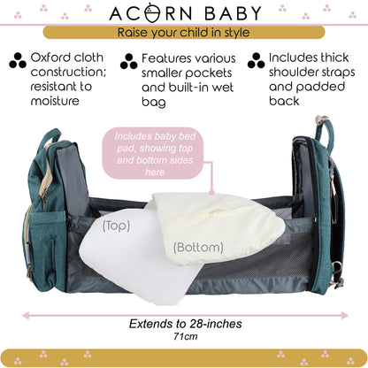 Expanding Diaper Bag with Bassinet - Diaper Backpack Crib Combo