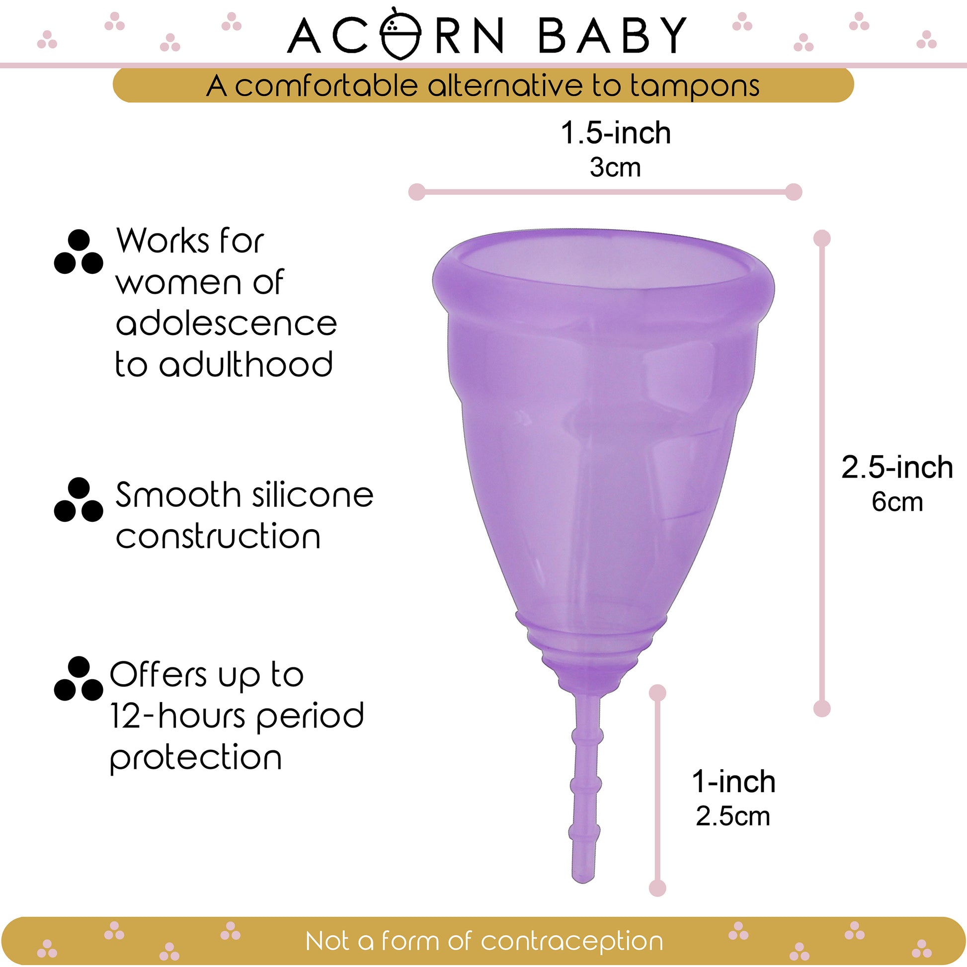 Adult Menstrual Cup Small Silicone Purple 1pk - Leak Free Period Cups